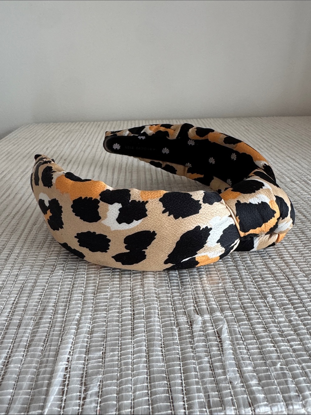 Lele Sadoughi Satin Leopard Print Knot Headband